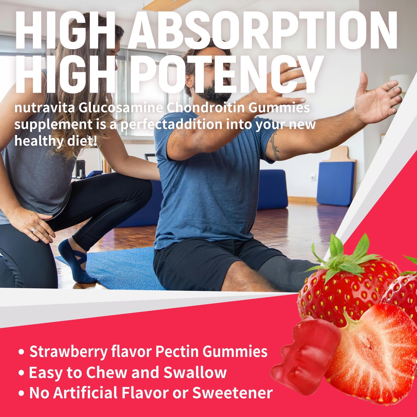 Nutravita Glucosamine Chondroitin Gummies with MSM & Elderberry Extra Strength, 120 Chews