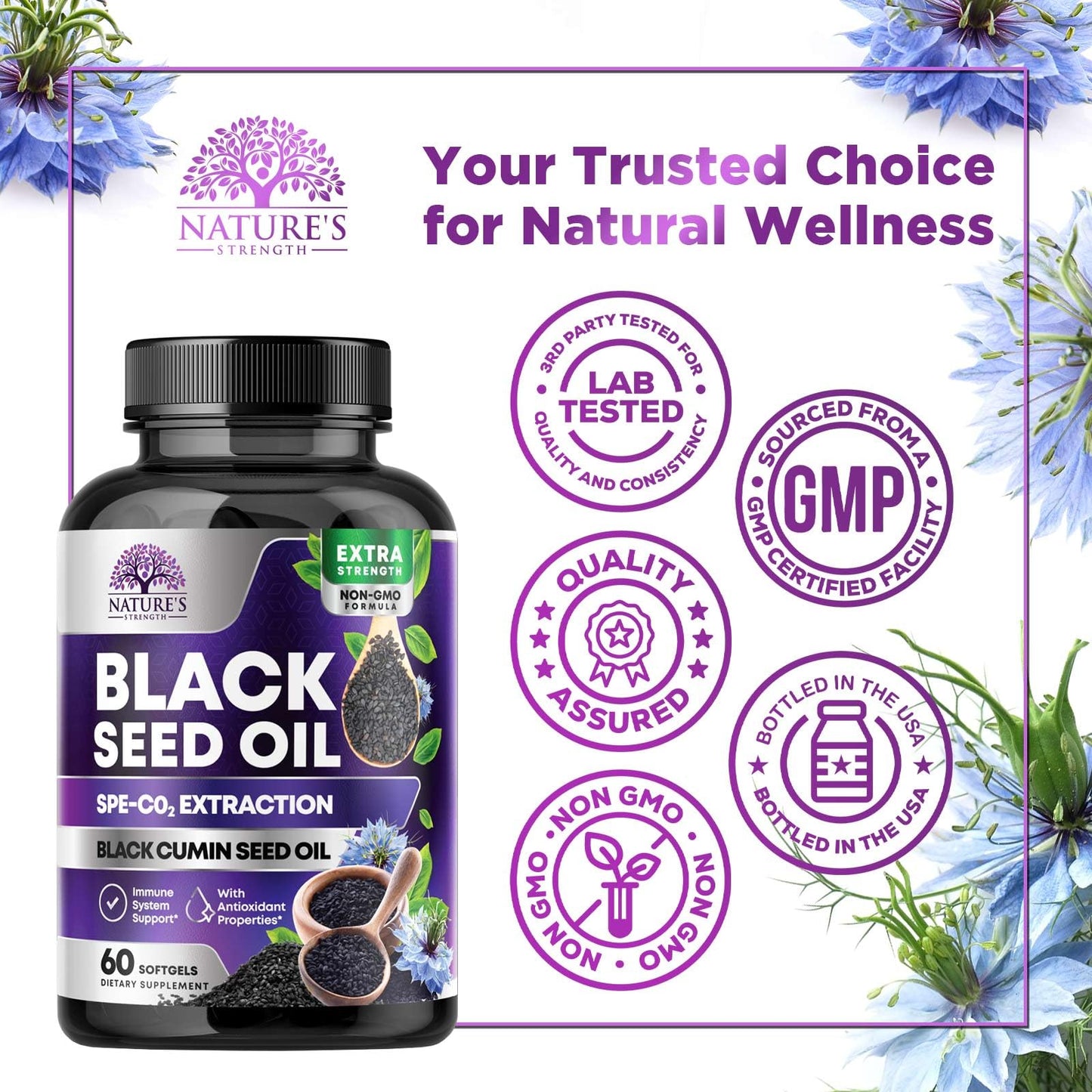 Nature's Strength Black Seed Oil Softgels, 60 Count