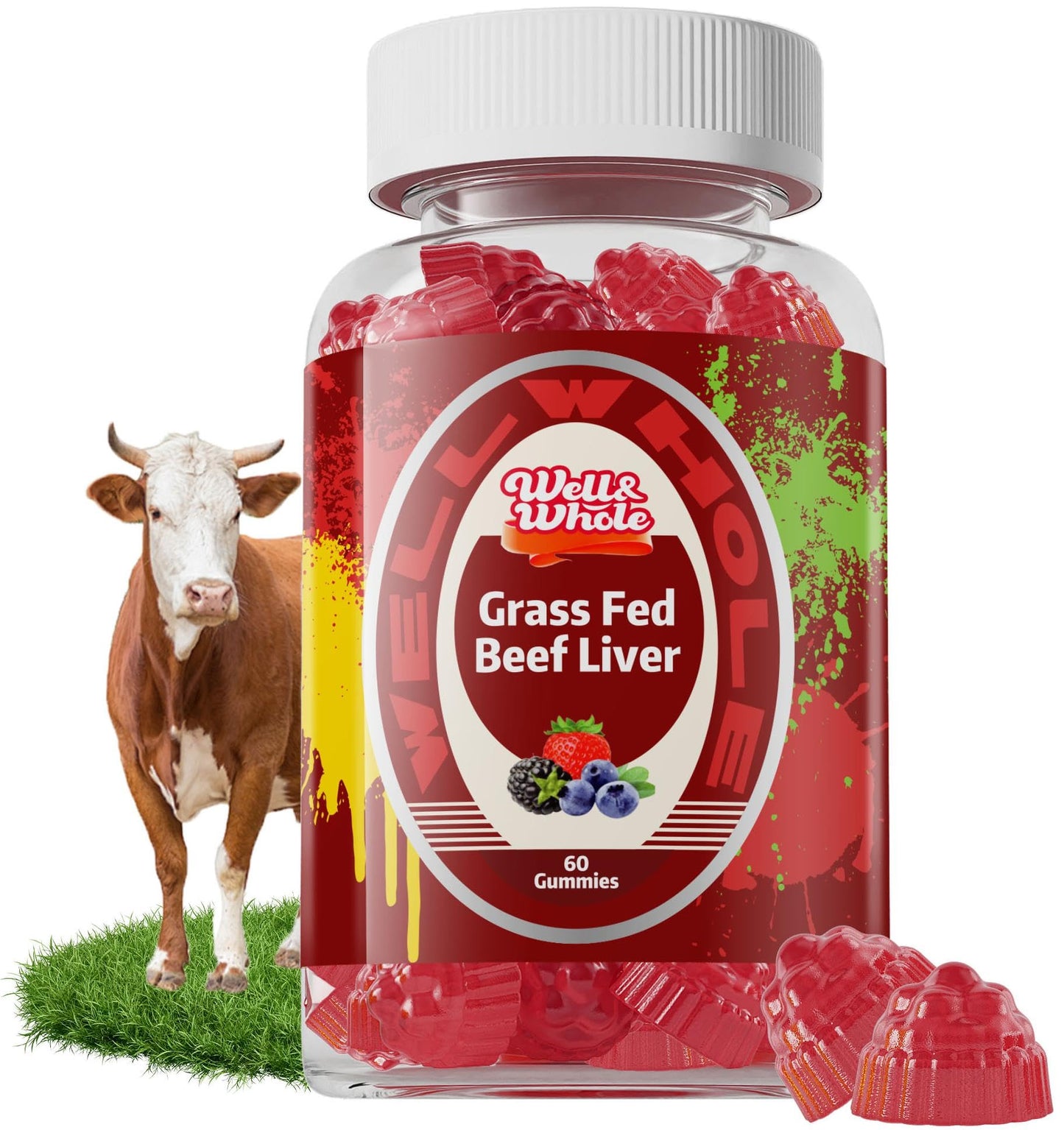Well&Whole Grass Fed Beef Liver Gummies, 60 Count