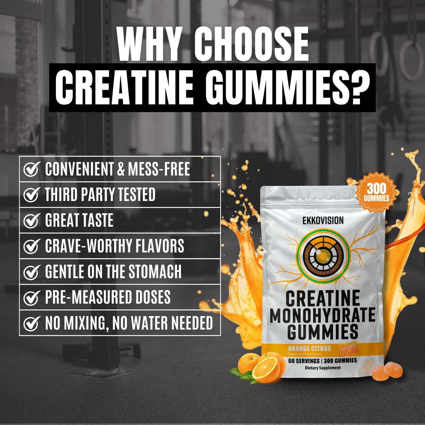 Ekkovision Creatine Monohydrate Gummies, 60 Count