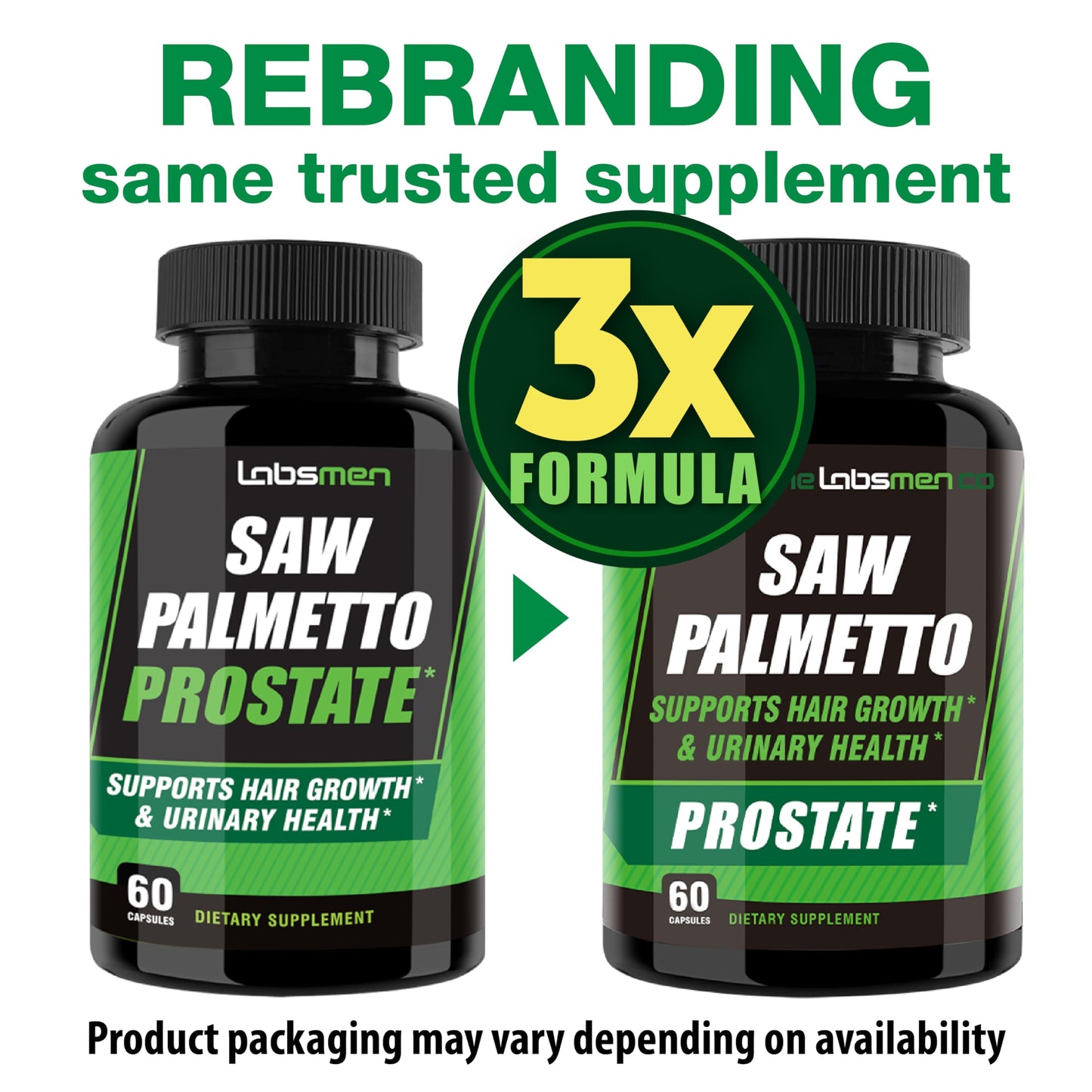 THELABSMENCO 3X Formula Natural Prostate Health Supplements for Men Saw Palmetto Capsules, 60 Count
