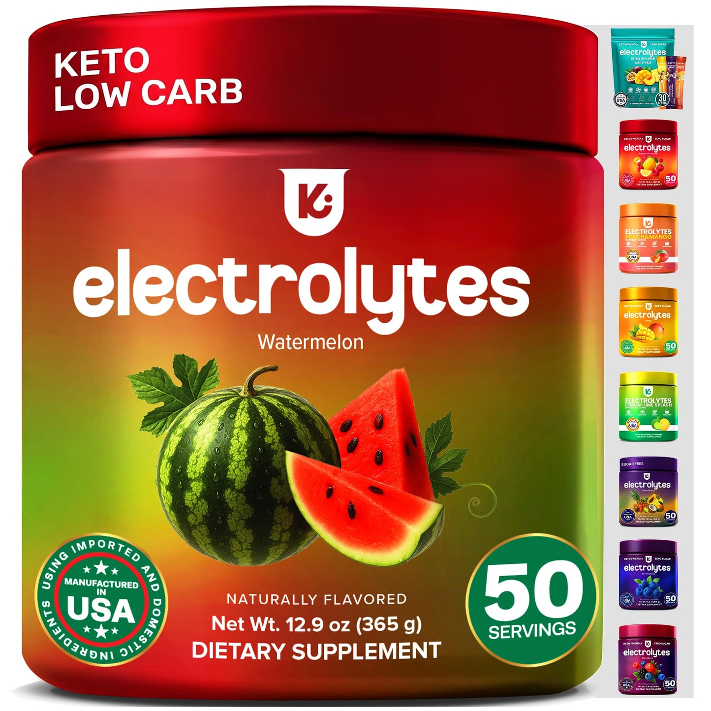 Keppi Keto Electrolytes Powder Watermelon, 50 Servings Tub