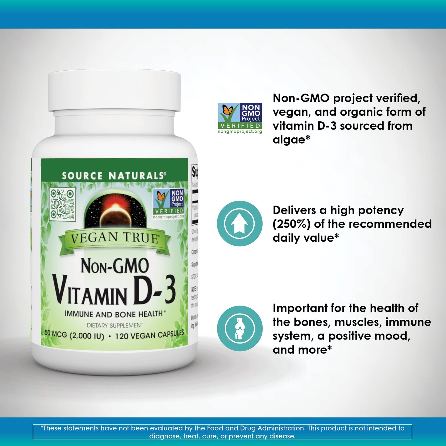 Source Naturals Vegan True Vitamin D-3 2000 IU, 90 Vegan Capsules