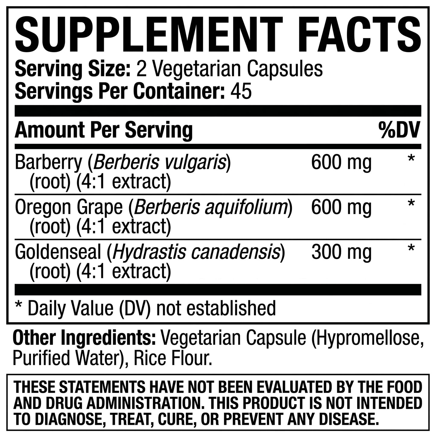 NATURE'S ABILITY Berberine Botanical Complex Daily Gut Health & Immune Support with 1500mg Barberry, Oregon Grape & Goldenseal Capsule, 90 Count