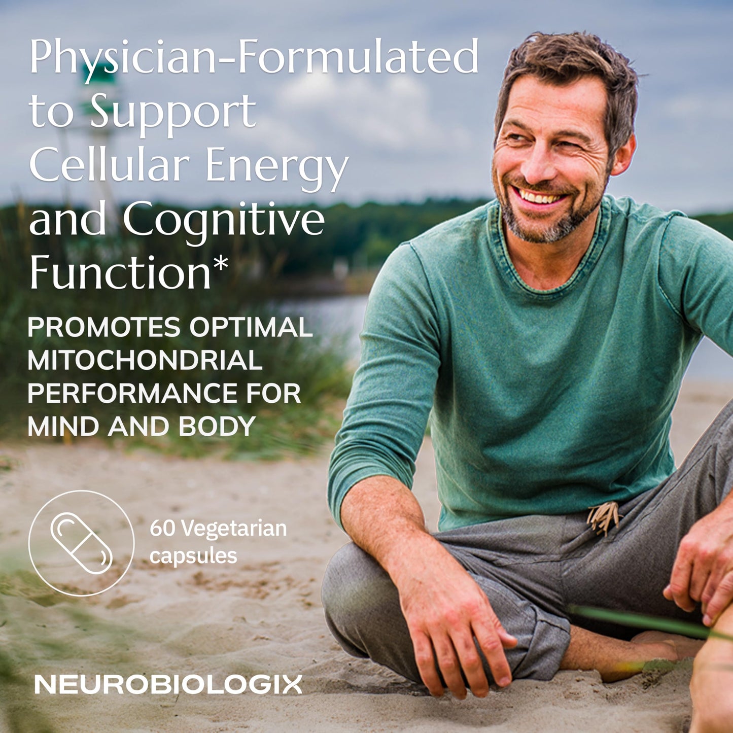 Neurobiologix Mito Cell PQQ Energy & Focus Supplement with CoQ10, Vitamin C, NADH, Acetyl L Carnitine & Antioxidants for Cellular Health & Mitochondrial Support 60 Capsules