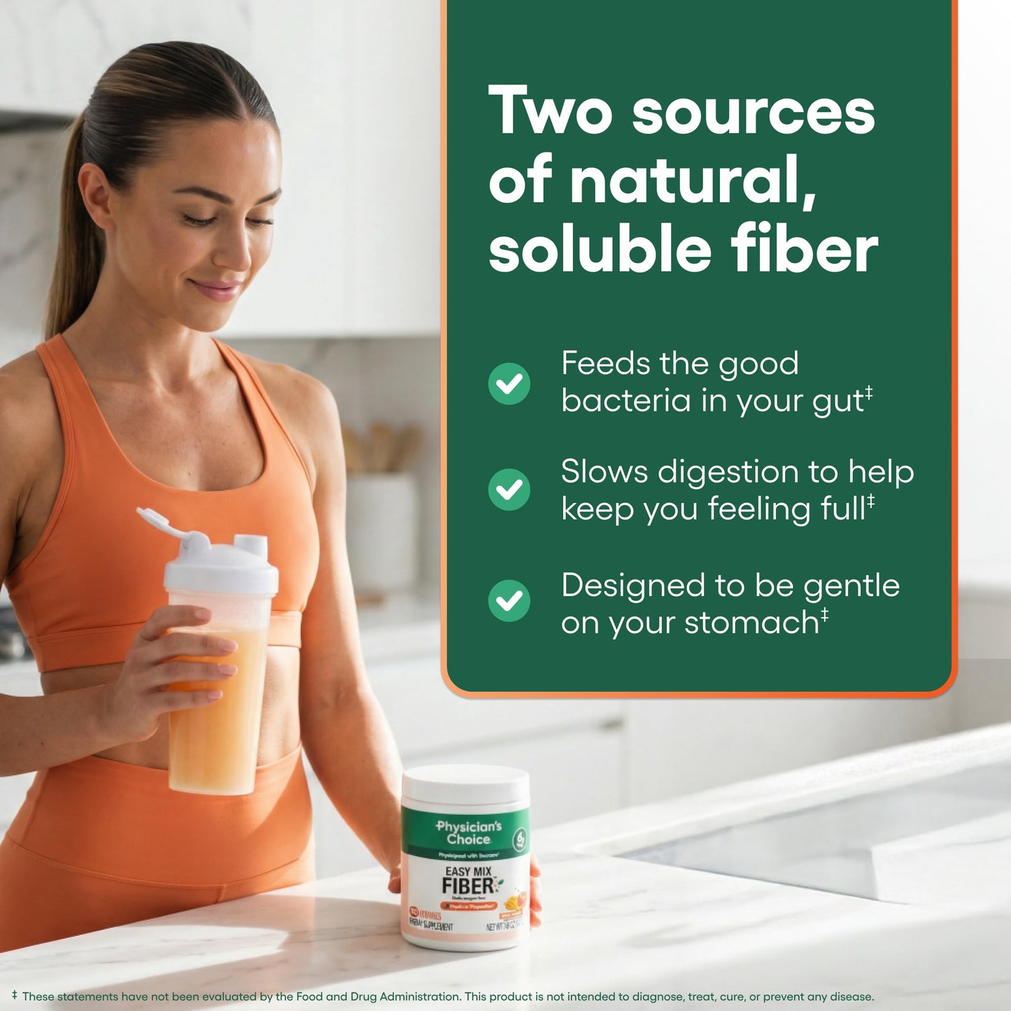 Physician's CHOICE Easy Mix Fiber Powder for GLP-1 Support - 10 Servings