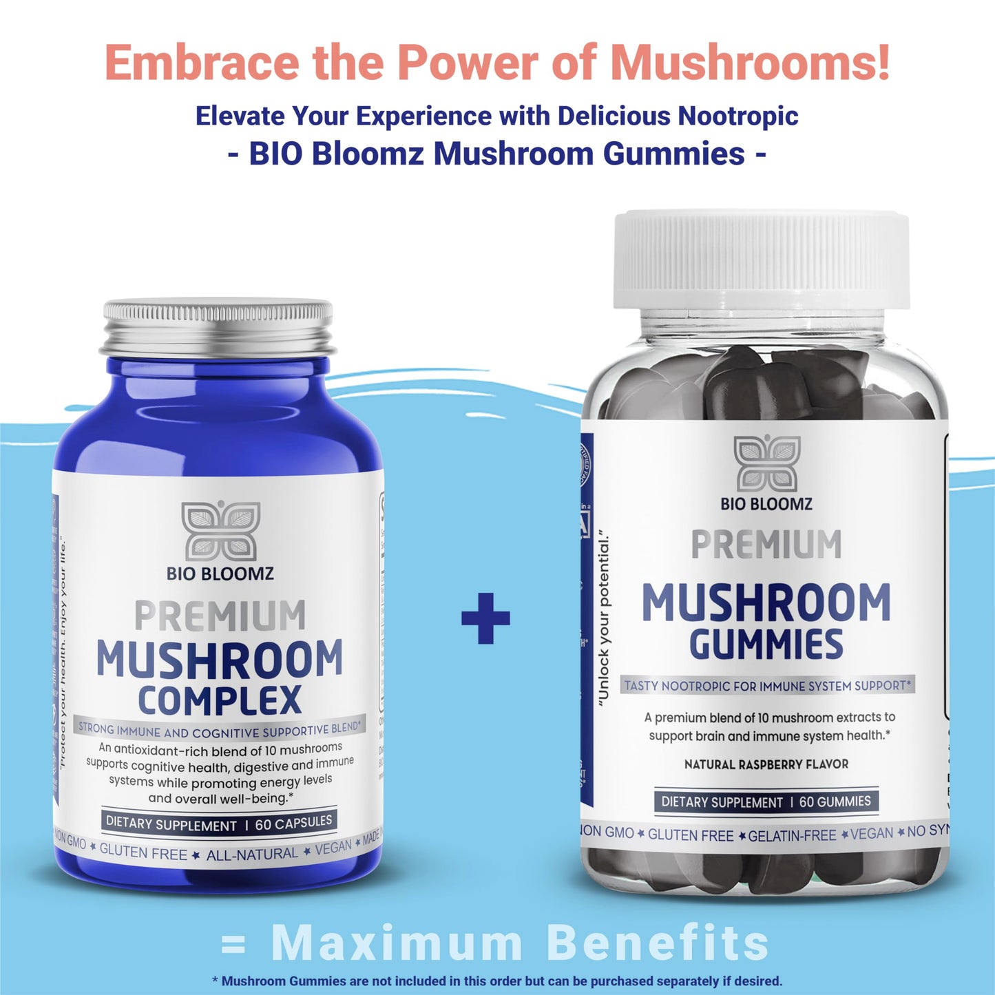 BIO Bloomz Premium Mushroom Complex Capsules, 60 Count