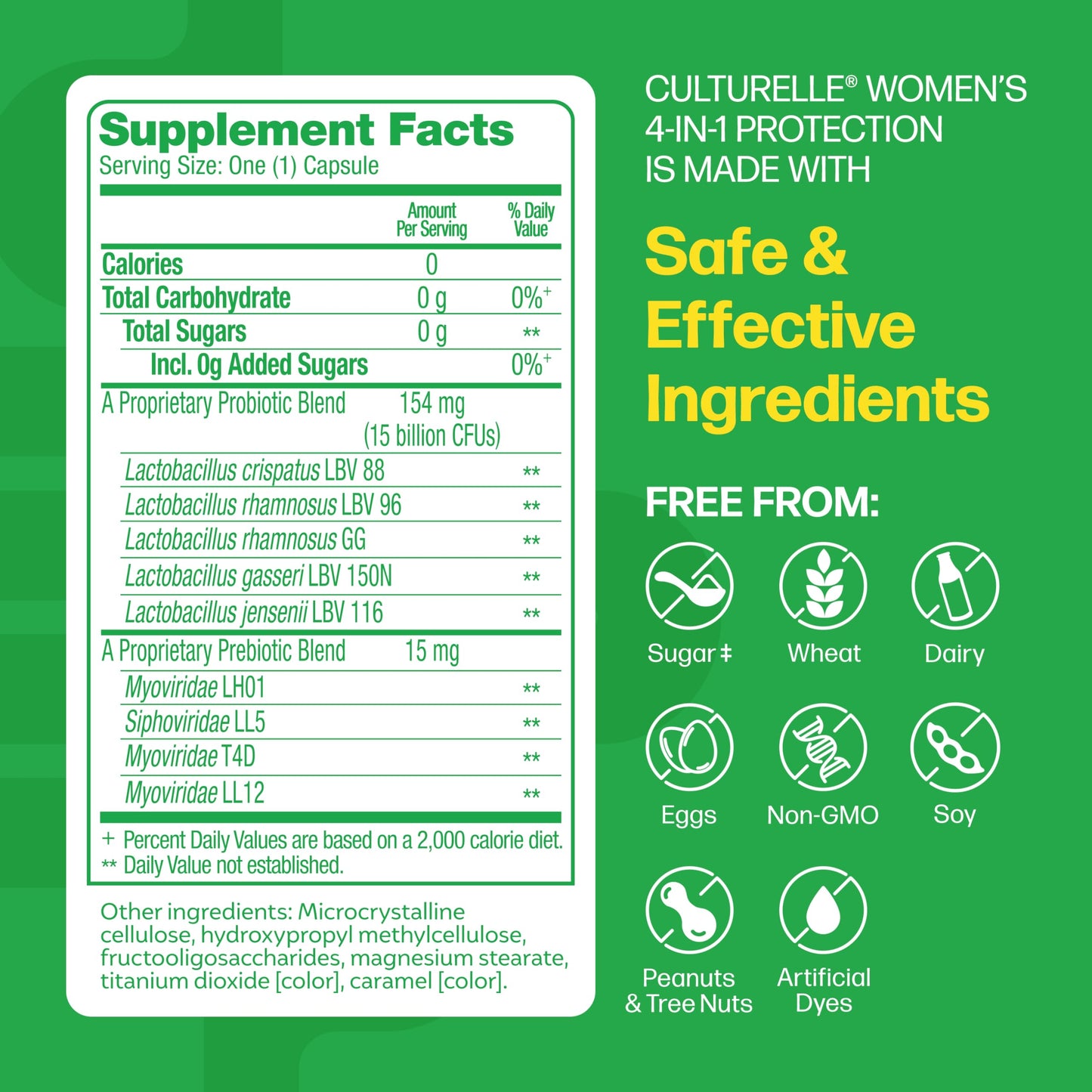 Culturelle Probiotics for Women with Prebiotics - 4-in-1 for Vaginal, Digestive, Urinary & Immune Health - pH Balance, Bloating & Gas Relief - Daily Vegetarian Capsules, Non-GMO, 50 Capsules