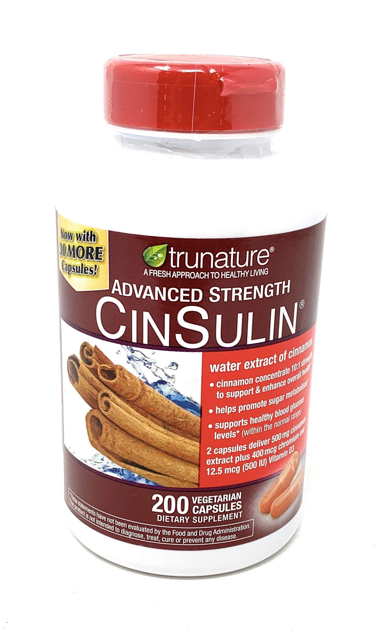 TruNature CinSulin 500mg Capsules, 200 Capsules