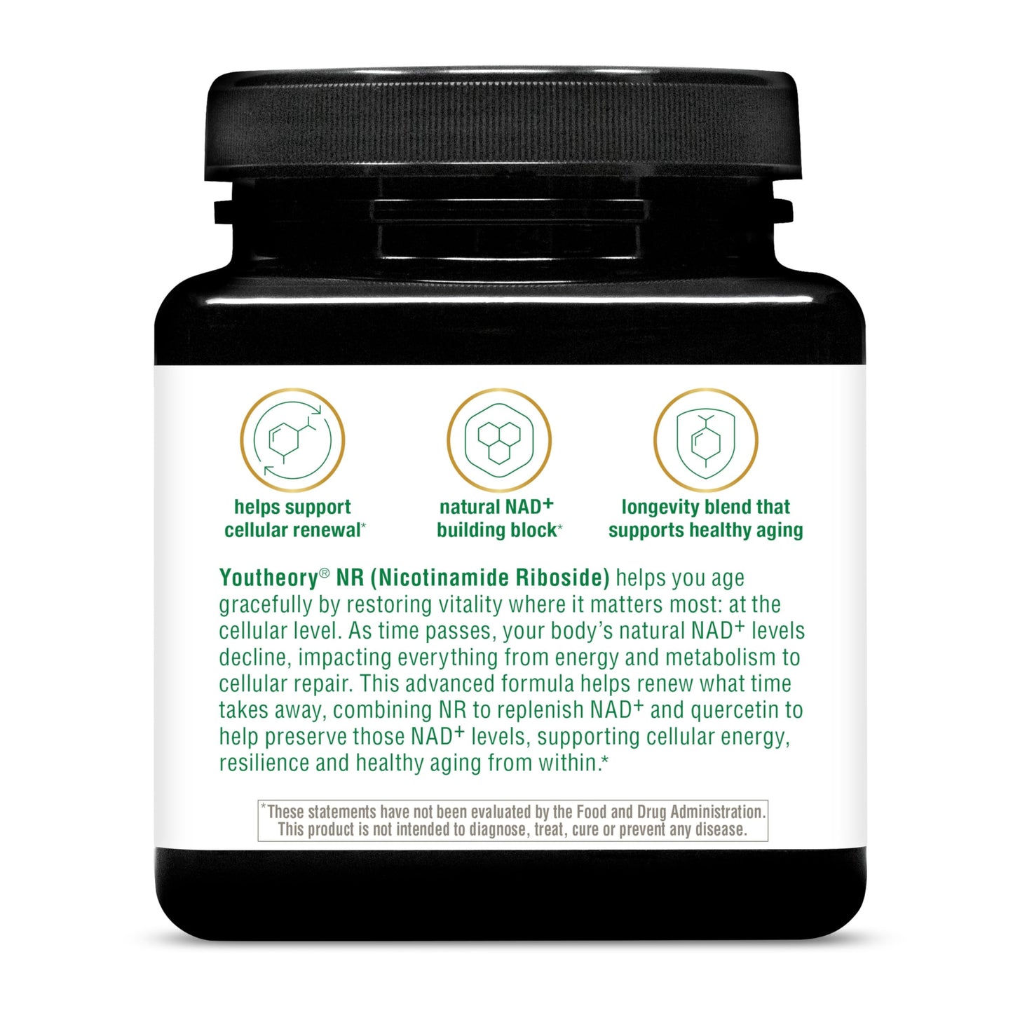 Youtheory Longevity NR Nicotinamide Riboside NAD+ Supplement, Vegetarian Capsules, 90 Count