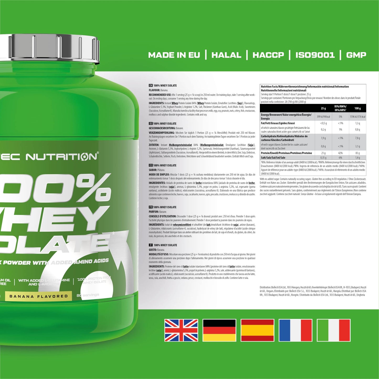 Scitec Nutrition 100% Whey Isolate Powder 4.4 lb, 70.4 Servings