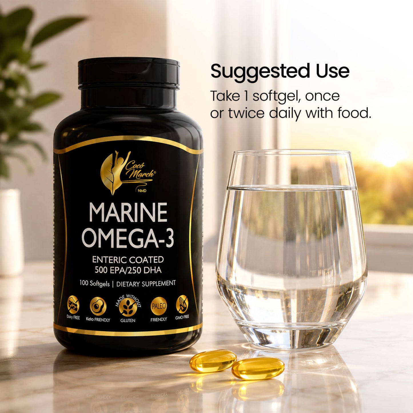 Cocó March N.M.D Marine Omega-3 Fish Oil Softgels, 100 Count