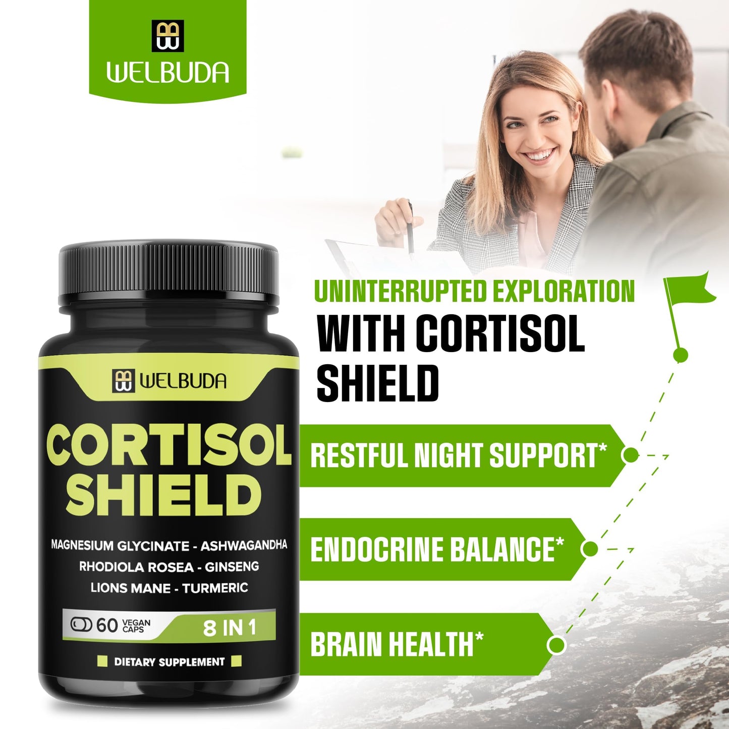 WELBUDA 8in1 Cortisol Shield Capsule, 60 Count