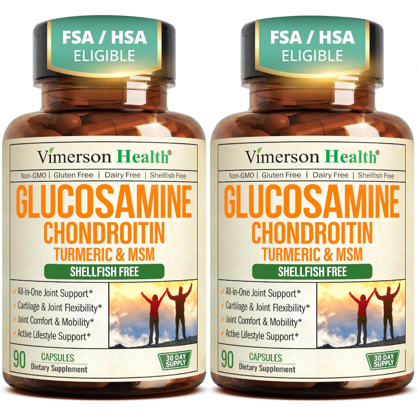 Vimerson Health Glucosamine Chondroitin MSM Joint Health Supplement Capsules, 180 Capsules