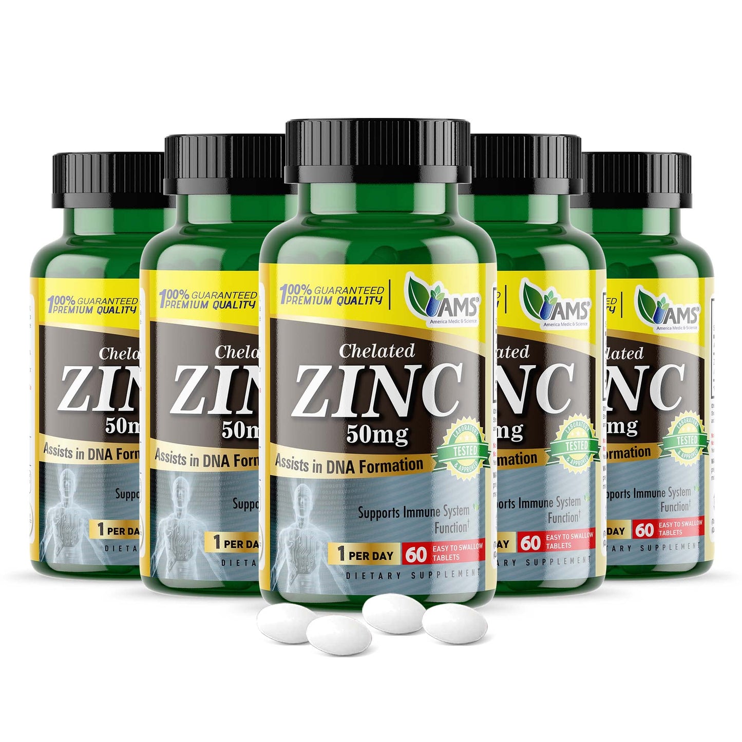 America Medic & Science Chelated Zinc 50 mg Supplements Tablet 300 Tablets