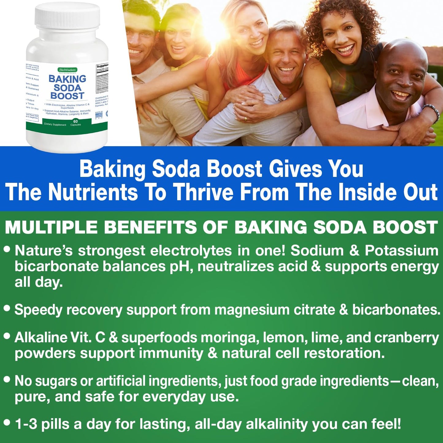 BioWisdom Nutraceuticals Baking Soda Boost Capsules, 60 Capsules