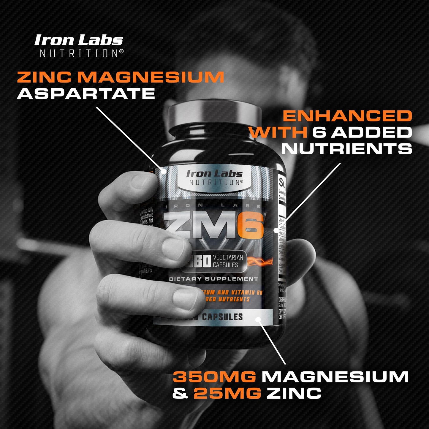 Iron Labs Nutrition ZM6 High Strength Zinc and Magnesium Supplement Capsules 360