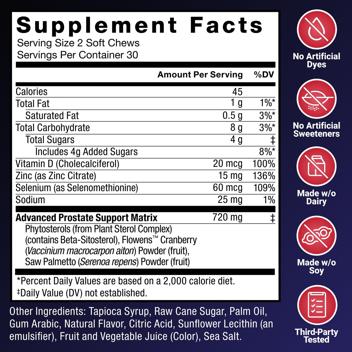 Force Factor Prostate Health Supplement with Saw Palmetto & Beta-Sitosterol 60 Soft Chews