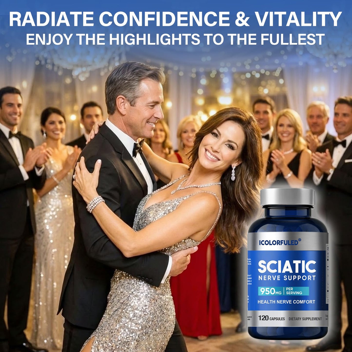 icolorfuled Sciatic Nerve Capsules with 300mg Alpha Lipoic Acid & B-Complex Vitamins, Nerve Support, 120 Capsules