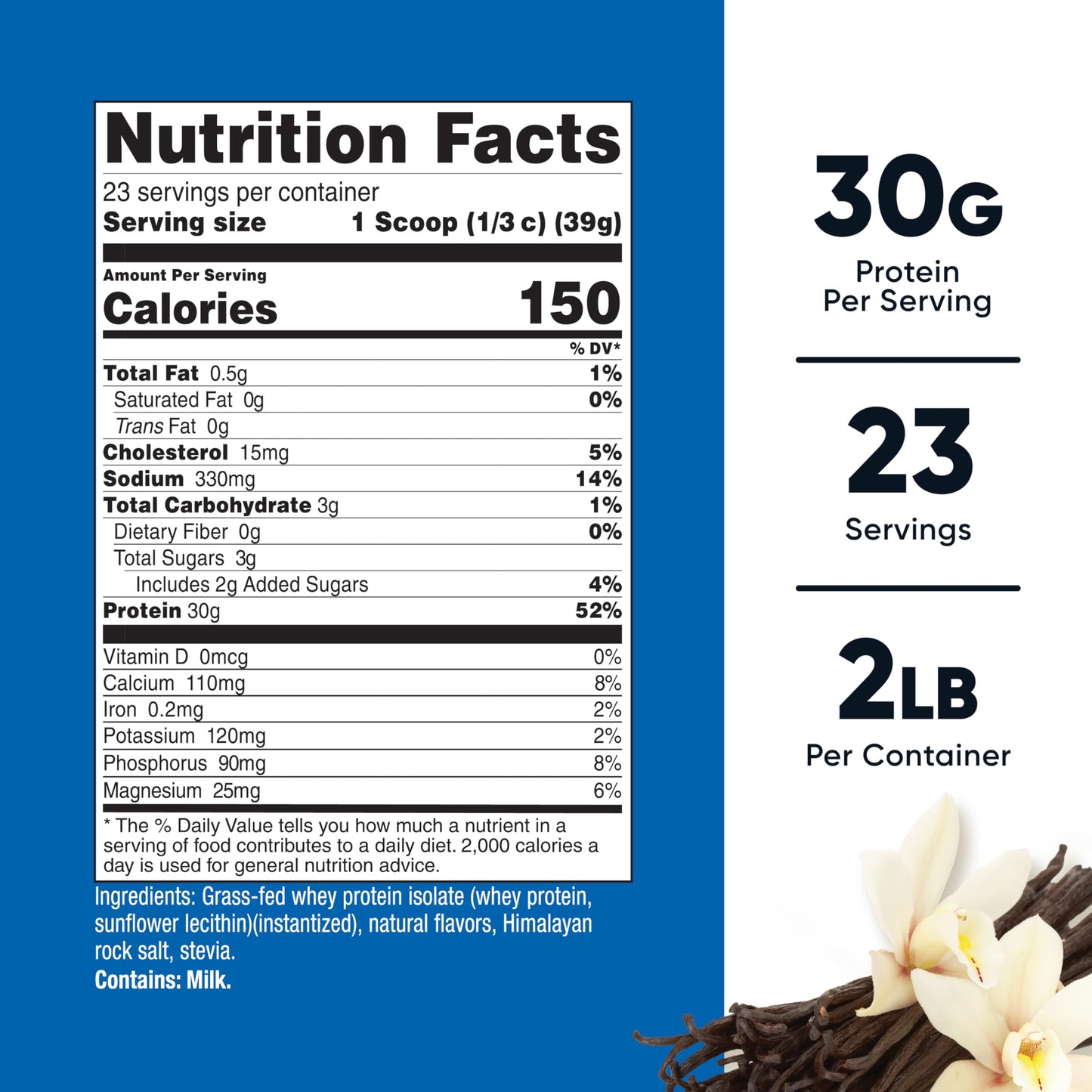 Nutricost Grass-Fed Whey Protein Isolate Vanilla Powder, 32.4 oz