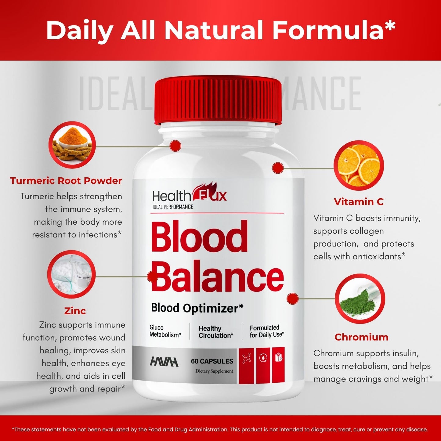 IDEAL PERFORMANCE Health Flux Blood Balance Advanced Blood Formula Capsules 300