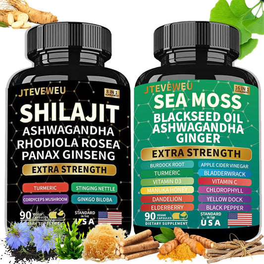 JTEVEweu Shilajit and Sea Moss Capsules, 180 Count