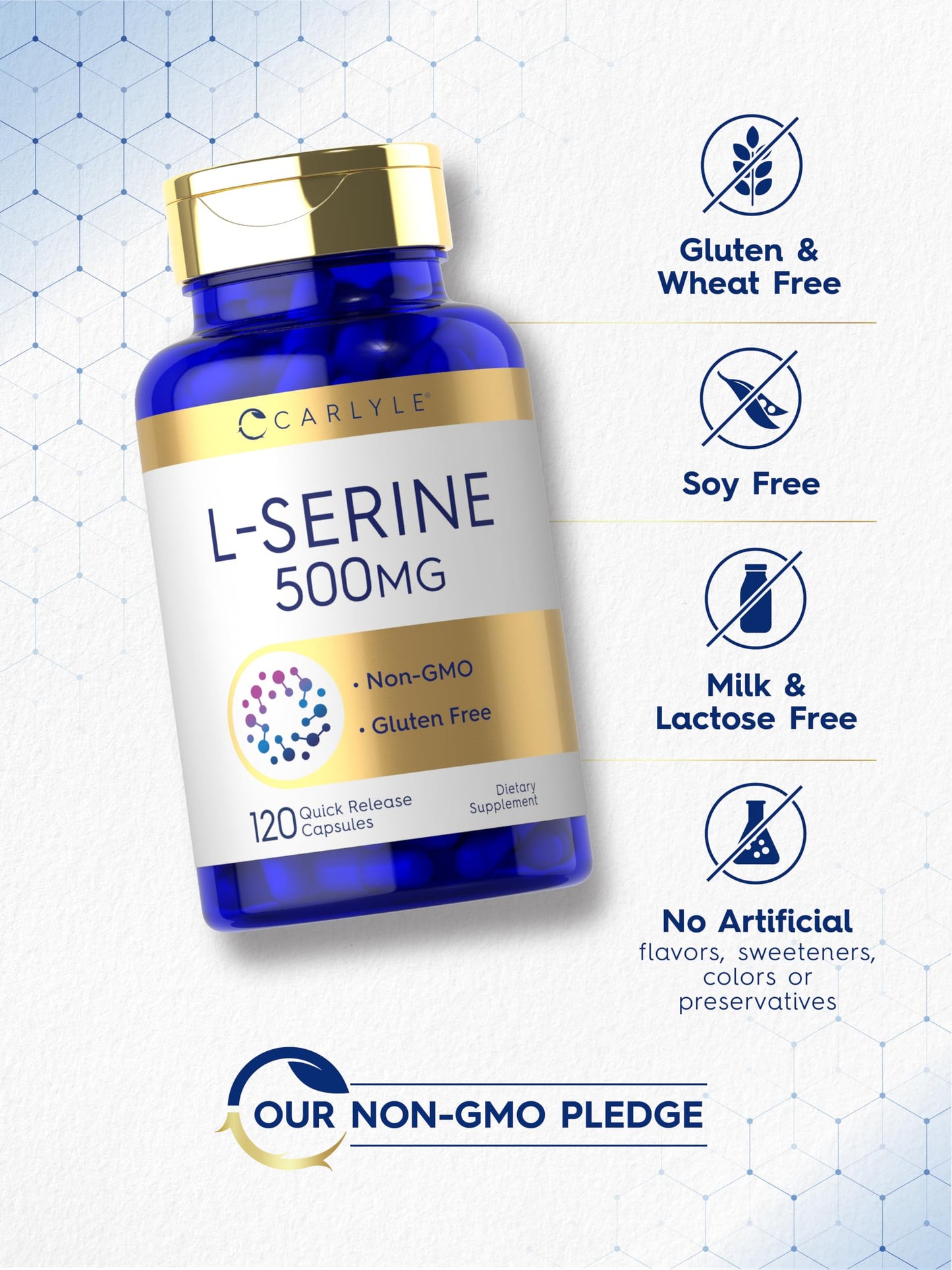 Carlyle L-Serine Capsules 500 mg, 120 Count