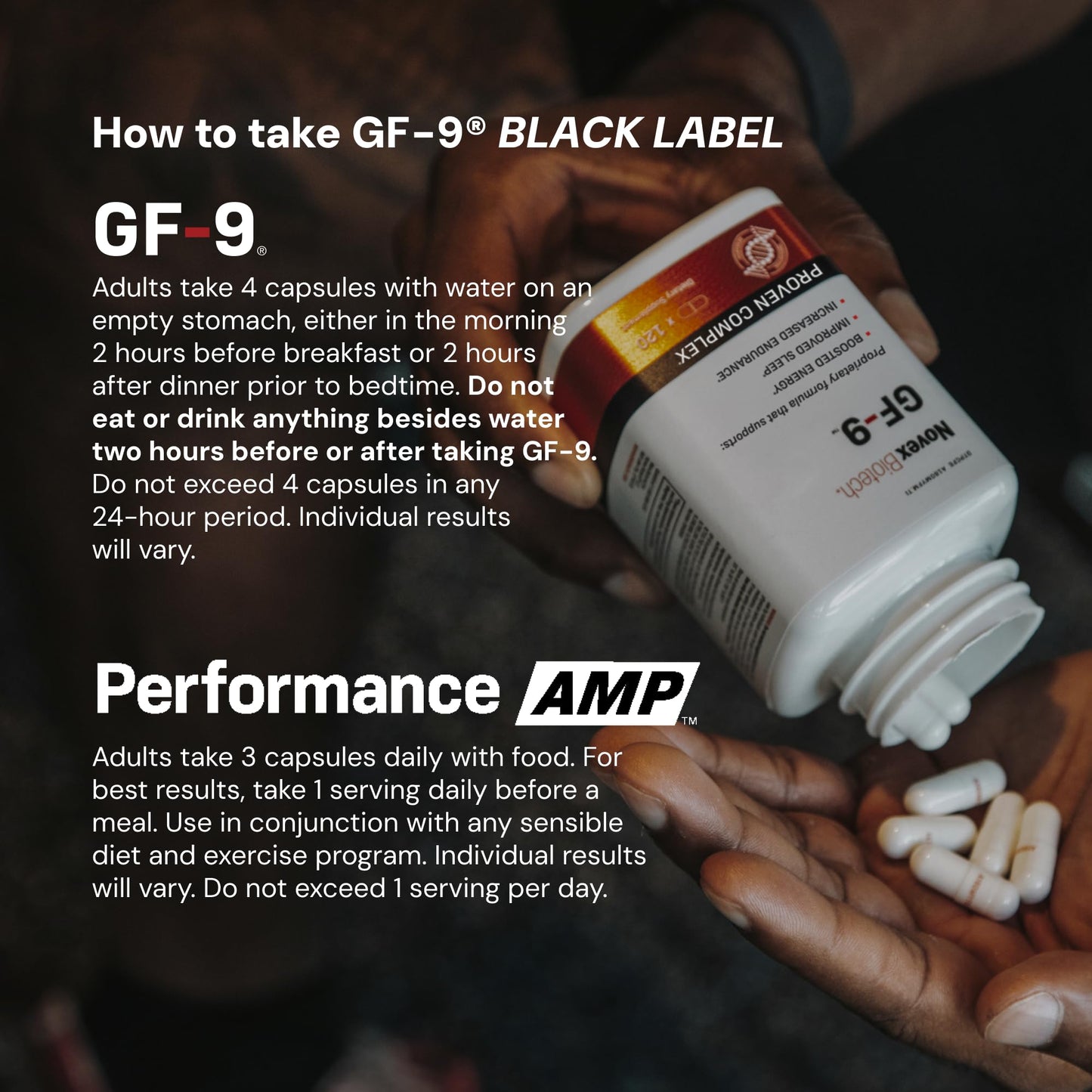 Novex Biotech GF-9 Black Label Advanced HGH Support for Men 45+ – Clinically Studied Amino Acid Complex, Alpha-GPC, GLP-1 Pathway Support & Focus – 210 Capsules