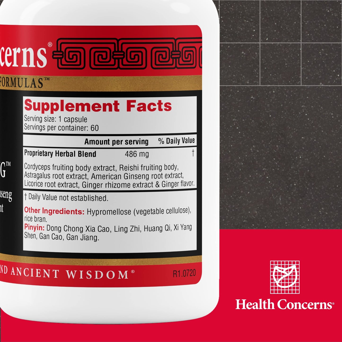 Health Concerns CordySeng Immune System Support Supplement Cordyceps Reishi Ginseng Astragalus Adaptogen Blend Traditional Chinese Medicine Respiratory & Energy Support 60 Capsules