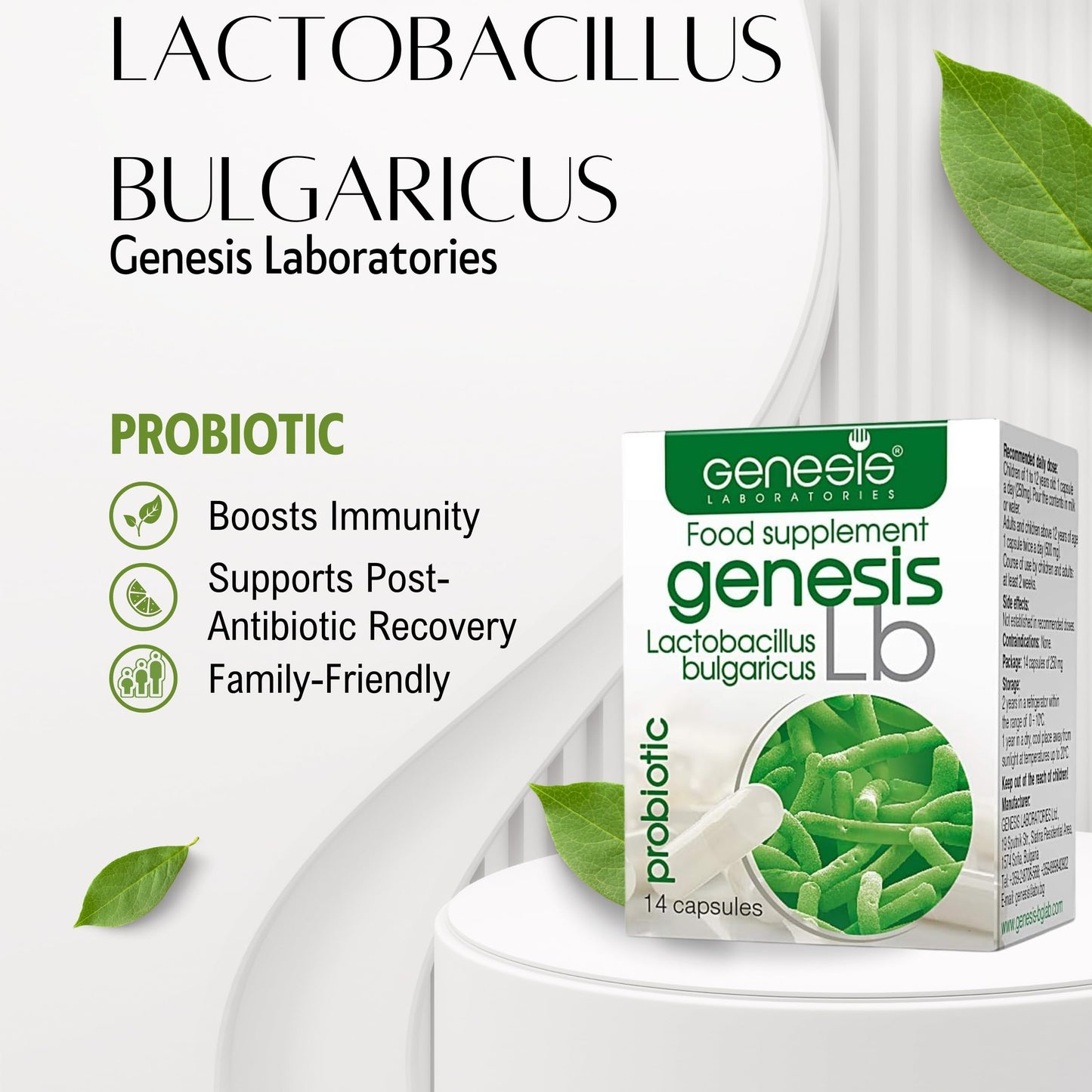 Genesis LABORATORIES LB Probiotic Daily Lactobacillus Bulgaricus Capsule, 14 Count