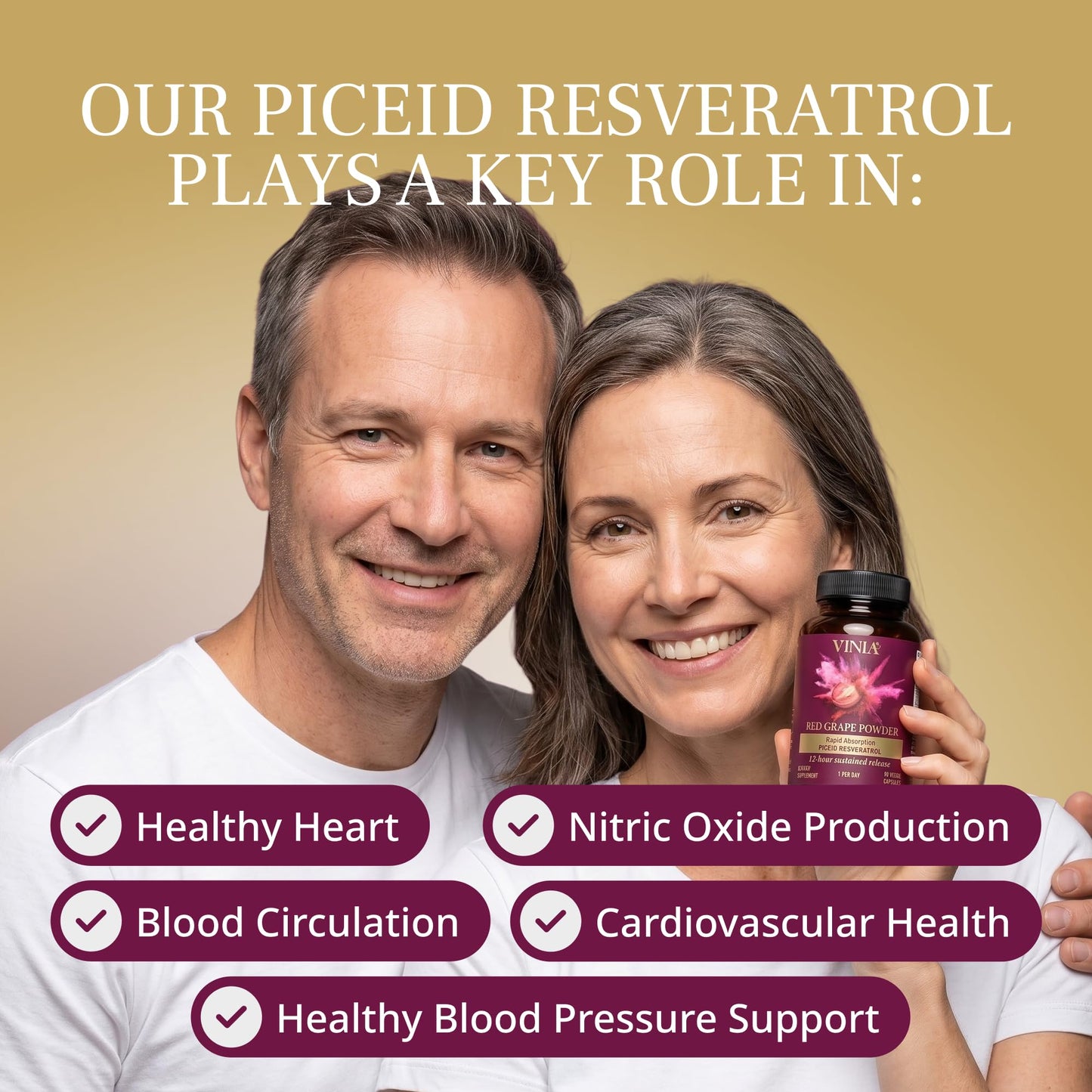 VINIA Piceid Resveratrol Supplement Capsules, 30 Count