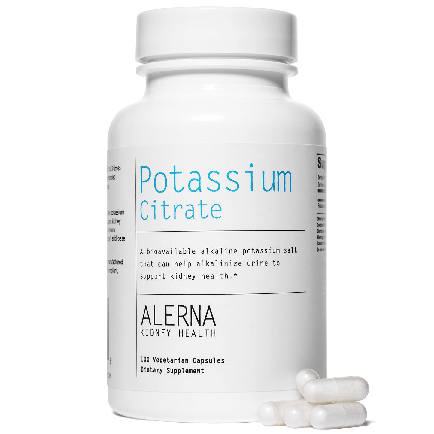 Alerna Kidney Health Potassium Citrate 99 mg Dietary Supplement – Potassium Mineral Supplement for Electrolyte Balance and Normal pH Support Capsules, Pack of 3