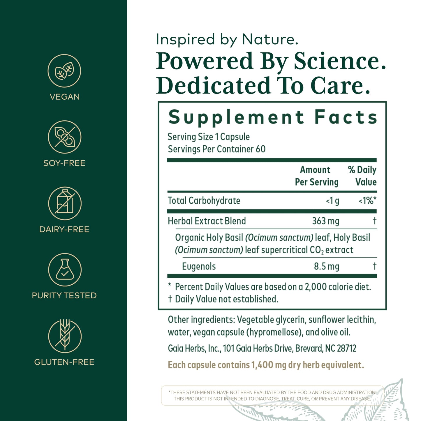 Gaia Herbs PRO Holy Basil Stress Support Capsule, 60 Count