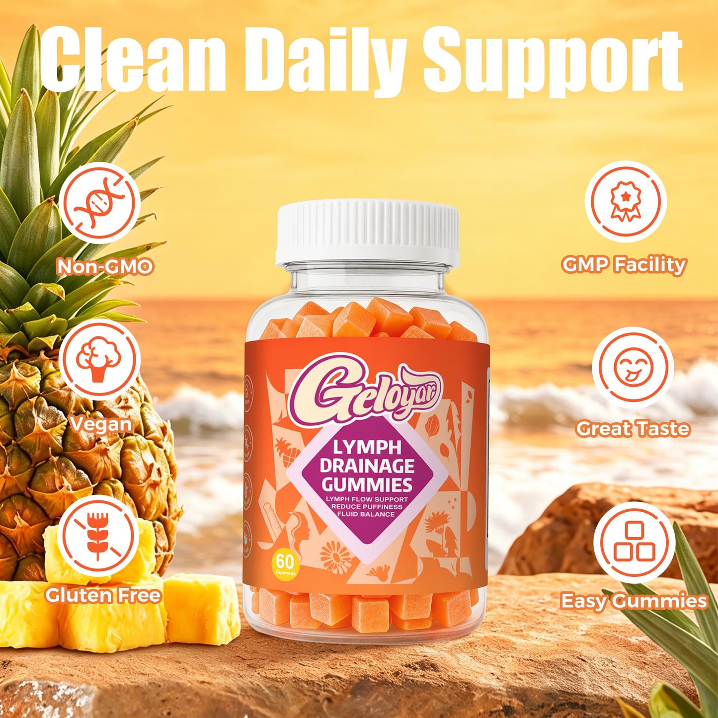 Geloyar Lymphatic Drainage Gummies for Women, 60 Gummies