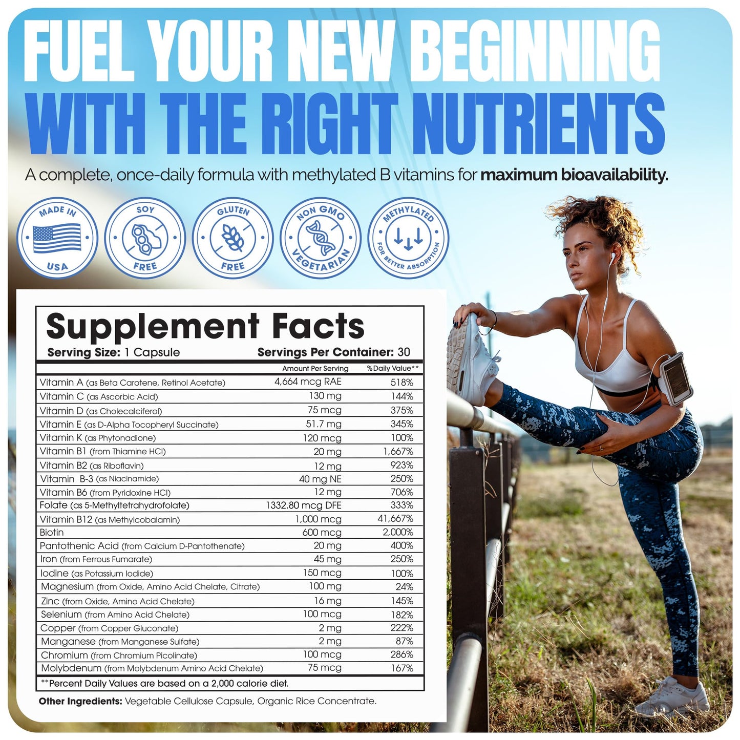 Shiny Leaf Bariatric Multivitamin with Iron 45 mg, Once Daily Capsule 60 Count