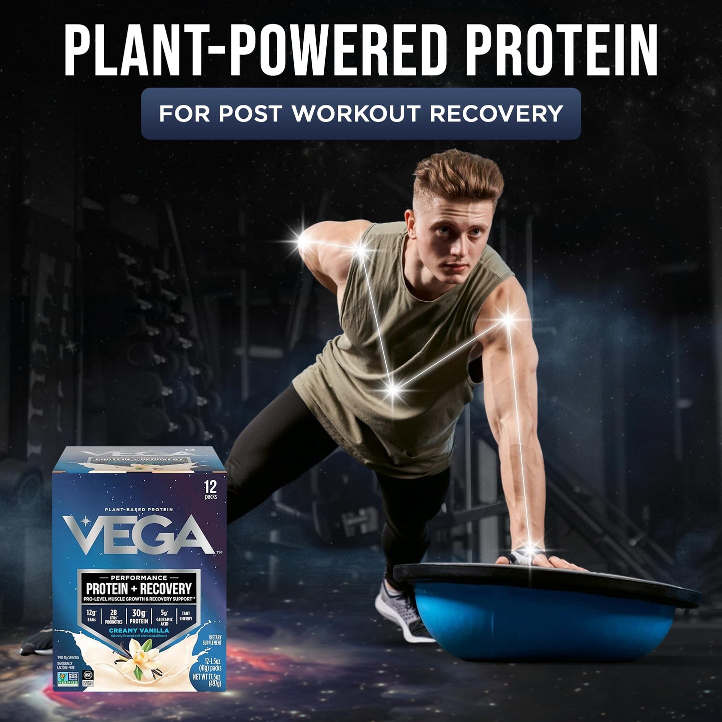 Vega Protein + Recovery Vanilla Powder, 17.5 oz
