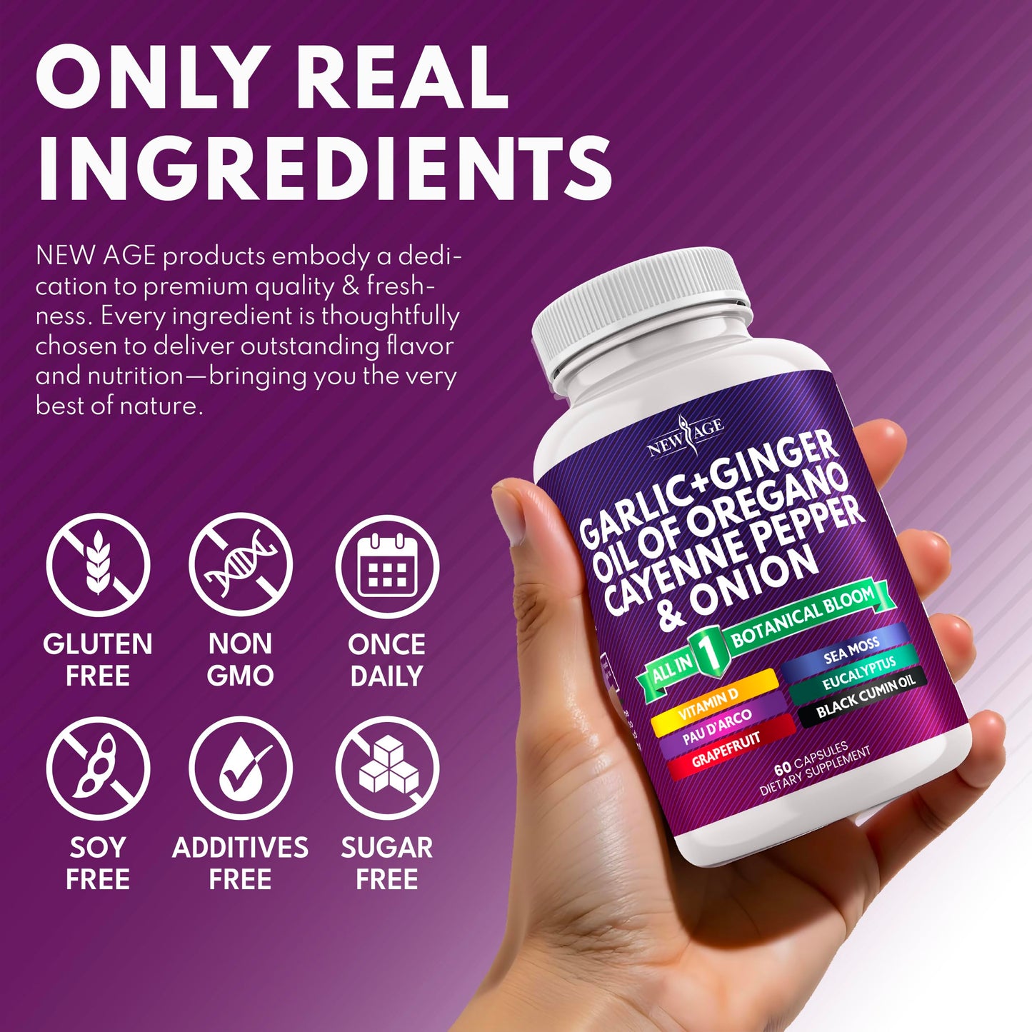 NEW AGE Garlic + Ginger Supplement 180 Capsules