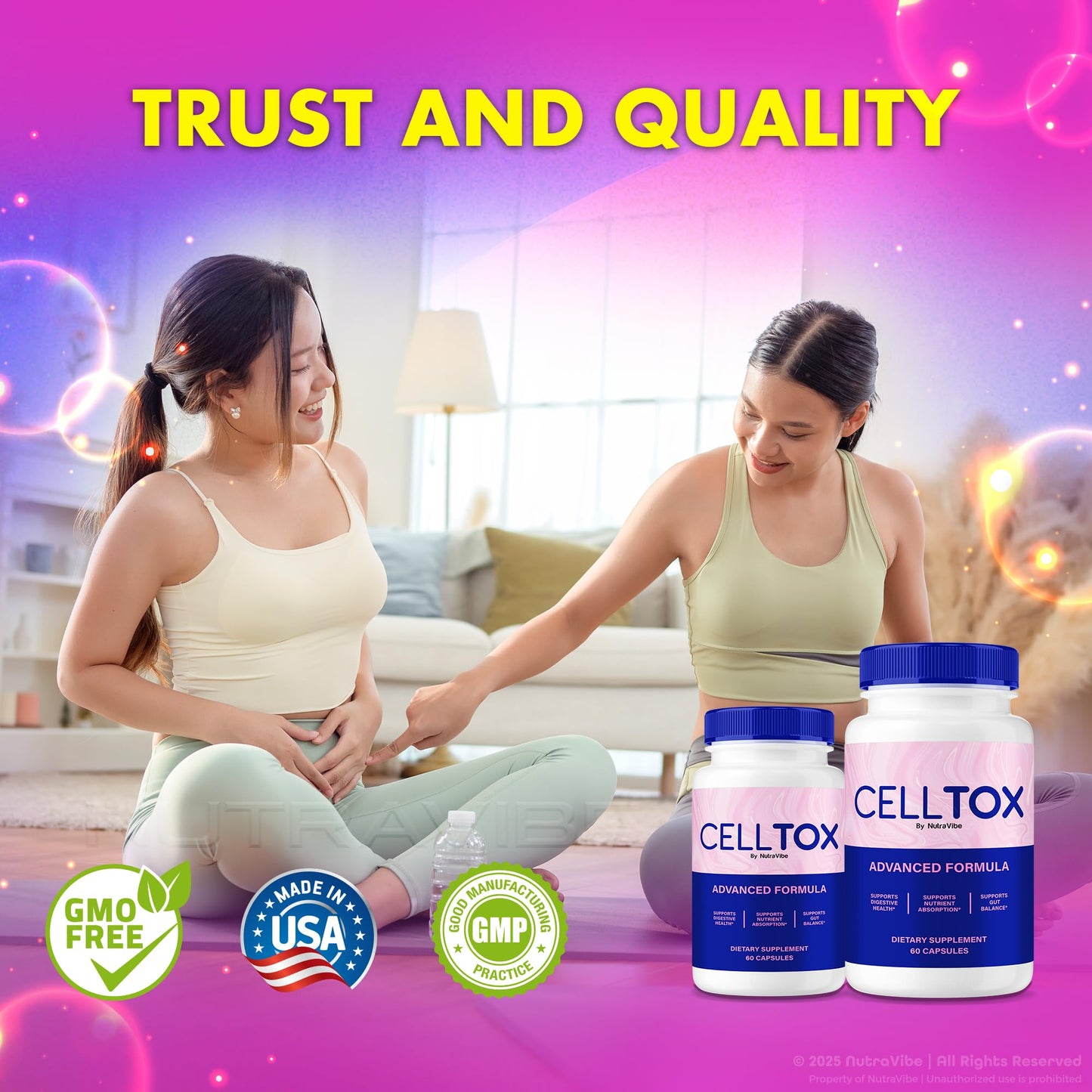 NutraVibe CellTox Daily Gut & Digestive Support for Digestion, Comfort & Microbiome Balance Capsules 180