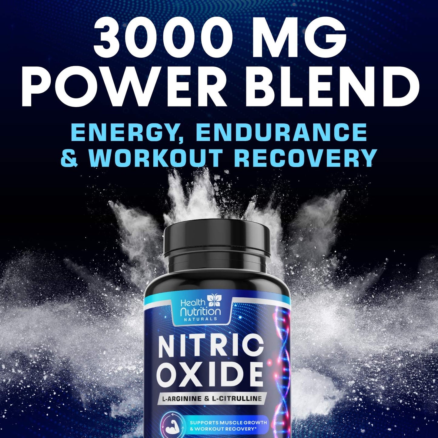 Health Nutrition Naturals Nitric Oxide Booster Extra Strength 3X L-Arginine AKG & Citrulline Malate, 180 Capsules