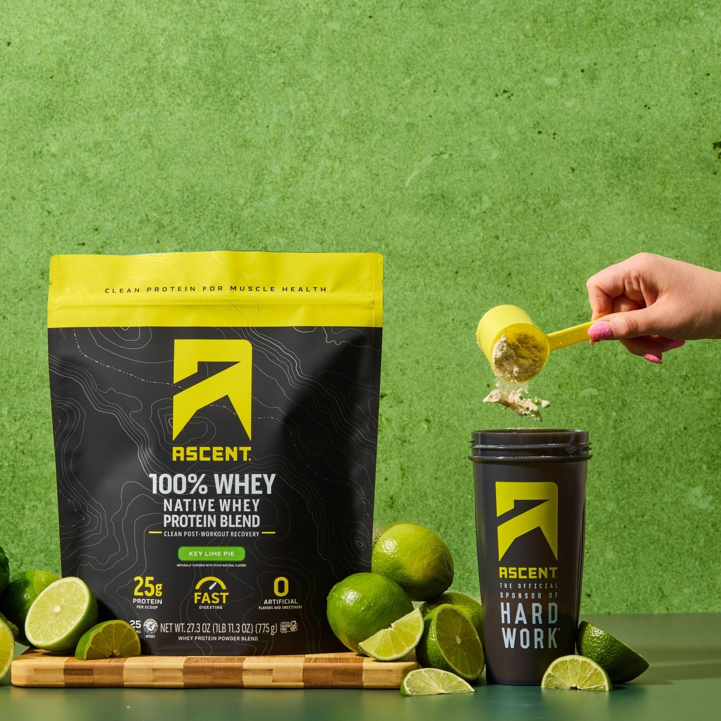 Ascent 100% Whey Protein Powder Key Lime Pie, 1.71 lb