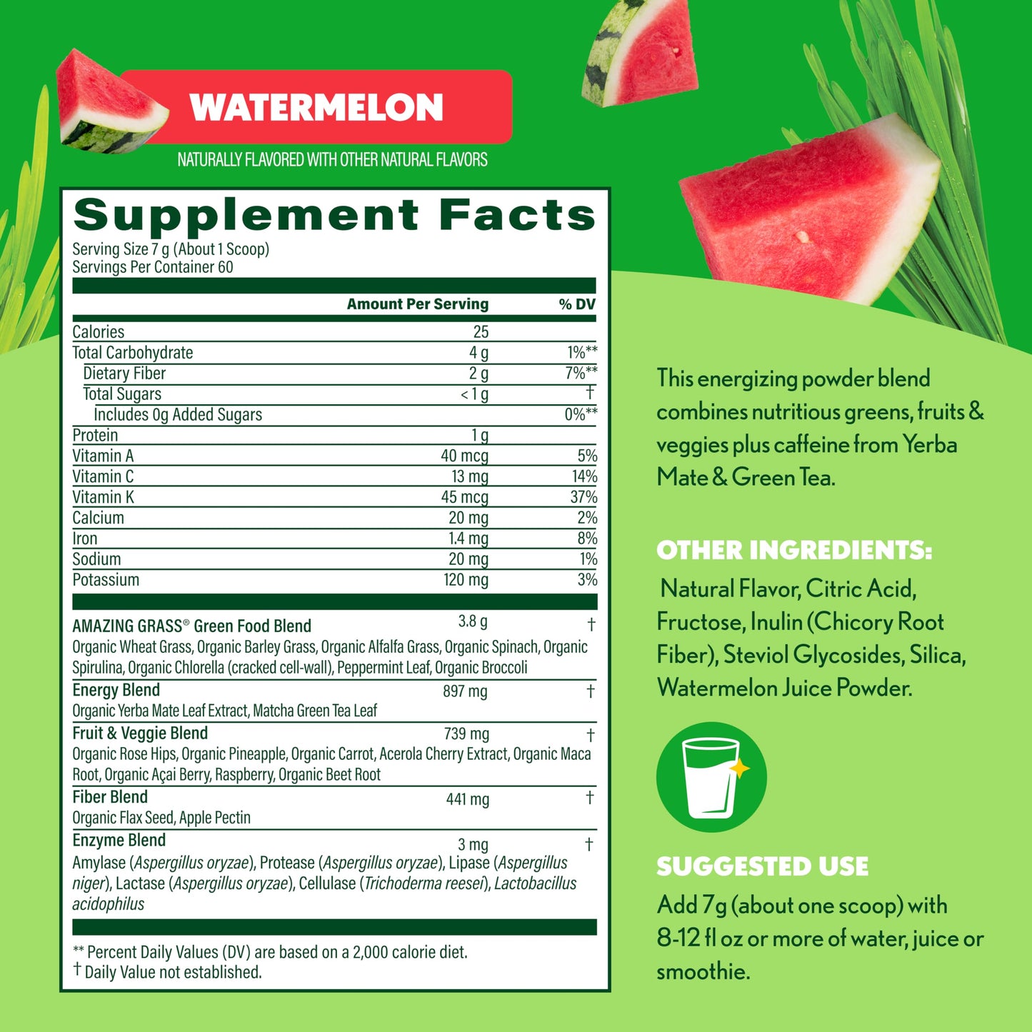Amazing Grass Green Superfood Energy: Super Greens Powder & Plant Based Smoothie Mix, 14.8 Ounce