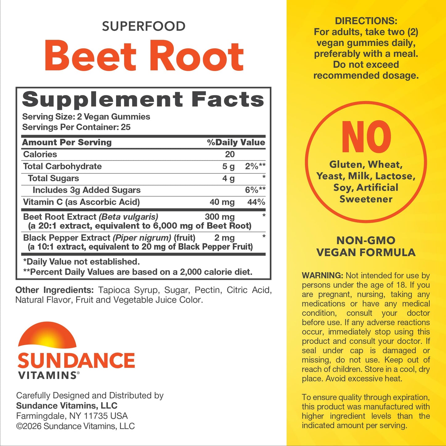 Sundance Beet Root Gummies 50 Count