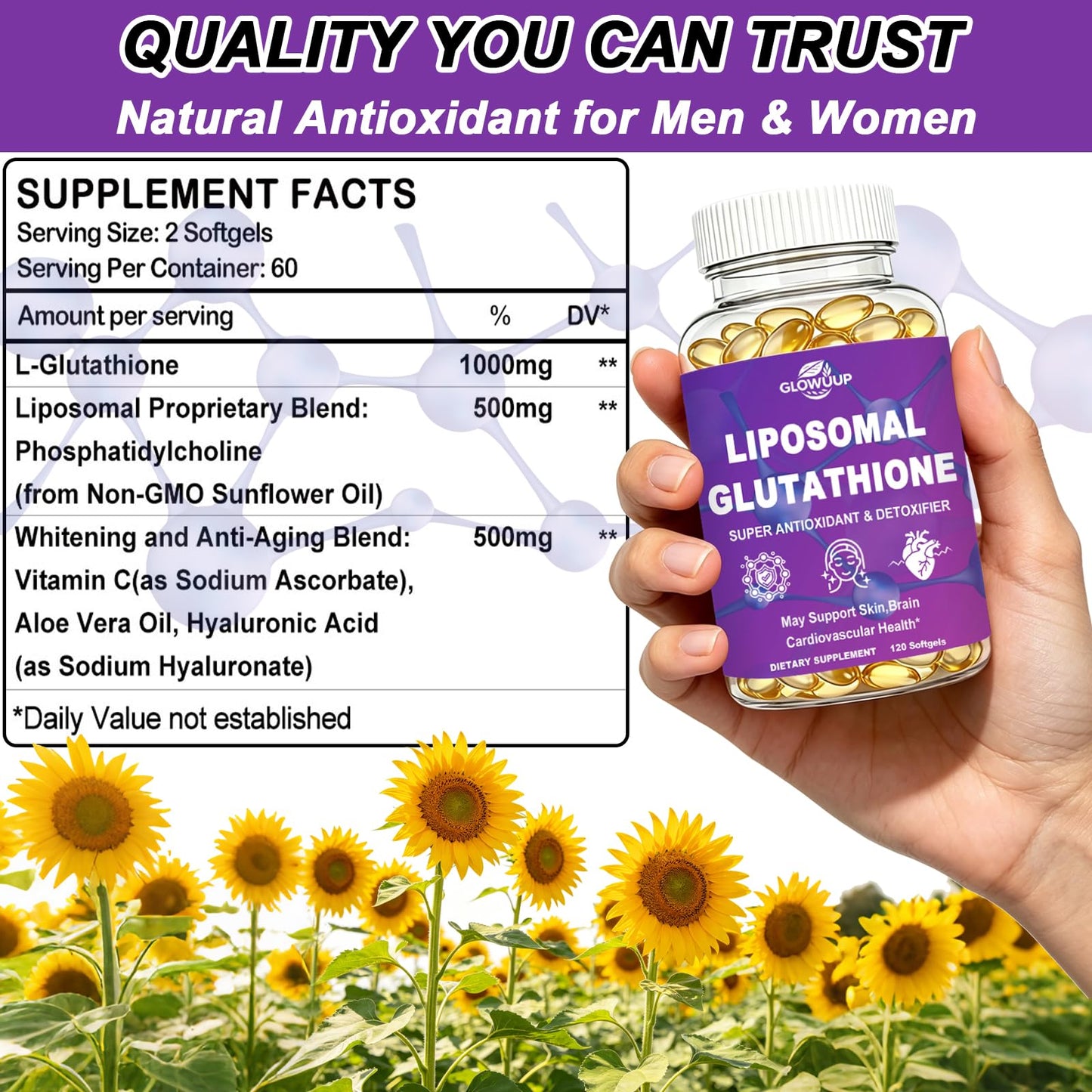 GLOVVUUP Liposomal Glutathione Softgels 120 Count