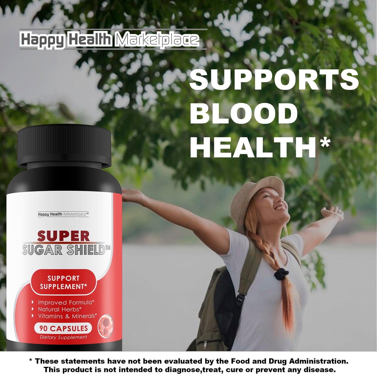 Happy Health Marketplace Super Sugar Support Berberine Glucose Support Supplement Capsule 90 Count