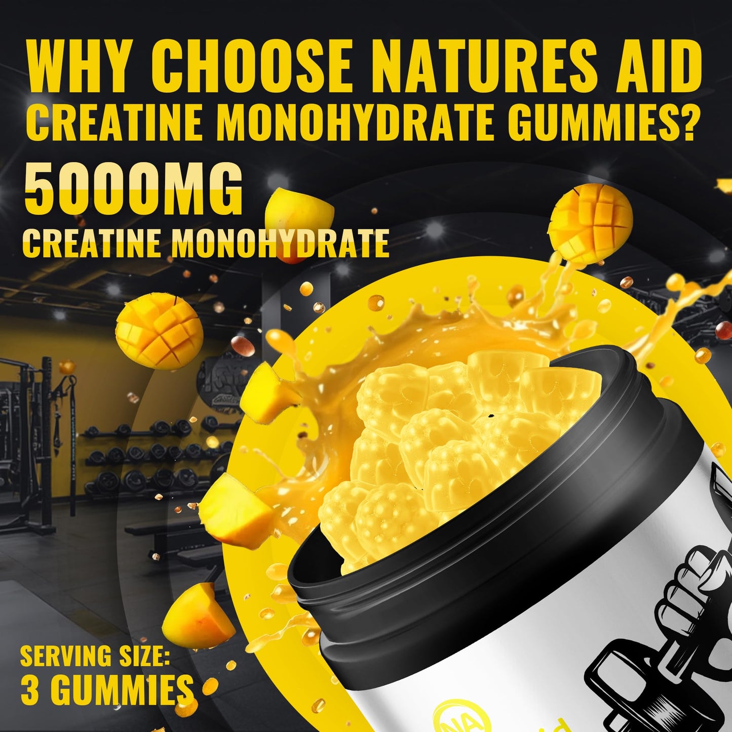Natures Aid Creatine Monohydrate Gummies 135 Count