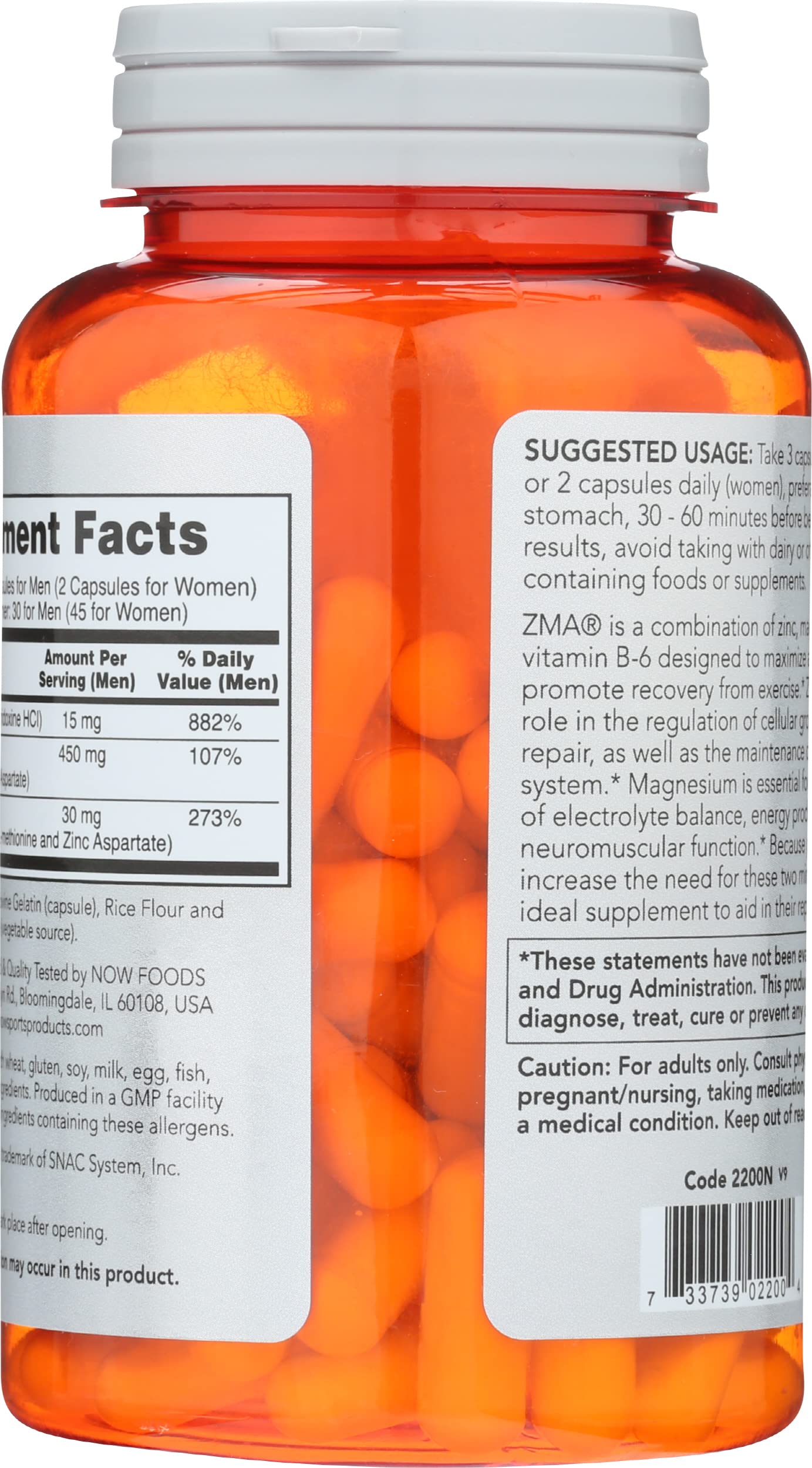 NOW Foods ZMA 800 mg Capsules, 90 Count