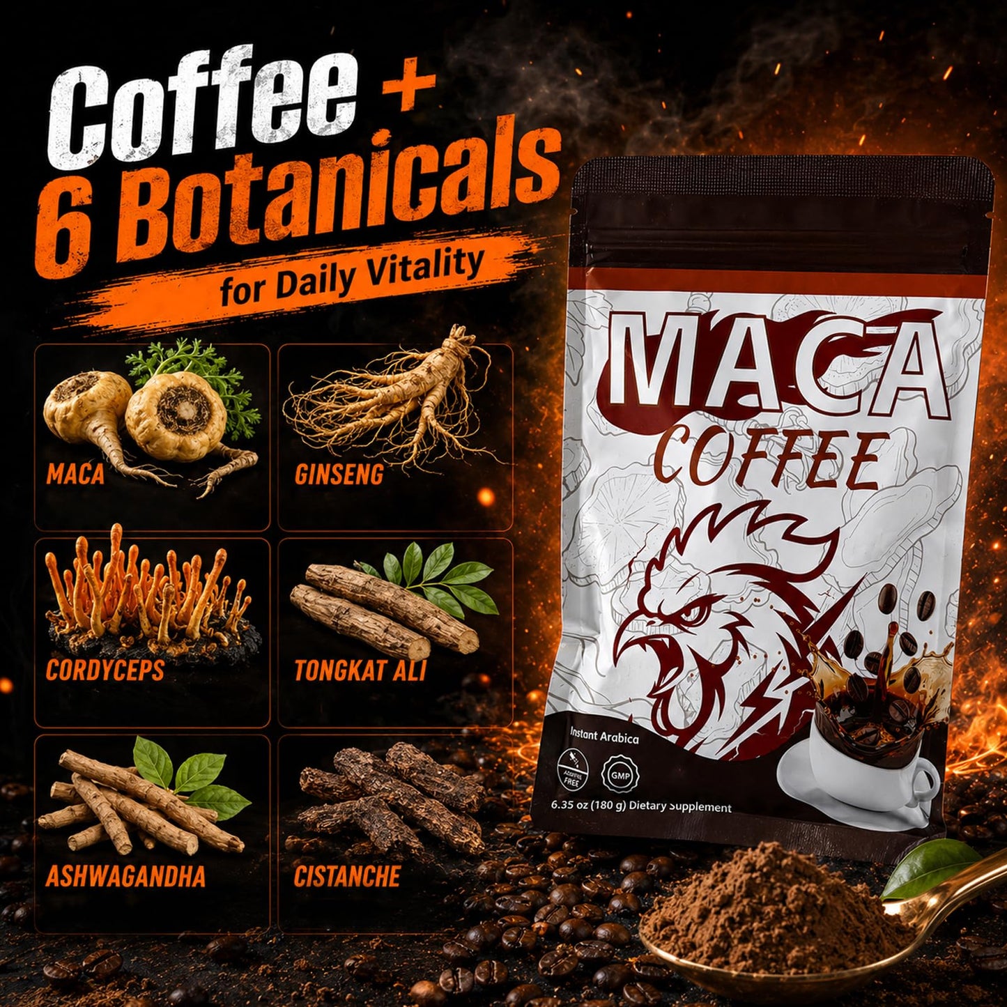 Dr. HR Maca Coffee Energy Boost Powder, 6.35 oz