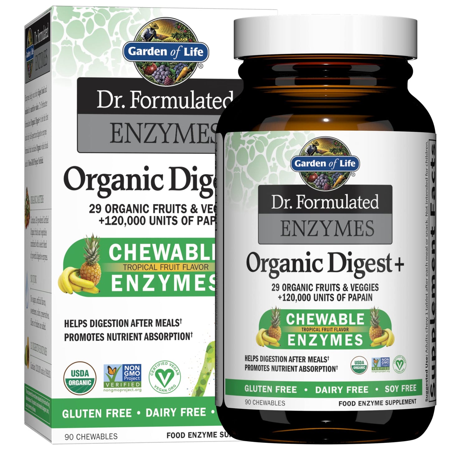 Garden of Life Dr Formulated Digestive Enzymes with Papain, Bromelain & Dr Formulated Women's Probiotics Once Daily, 16 Strains, 50 Billion CFU, 30 Capsules