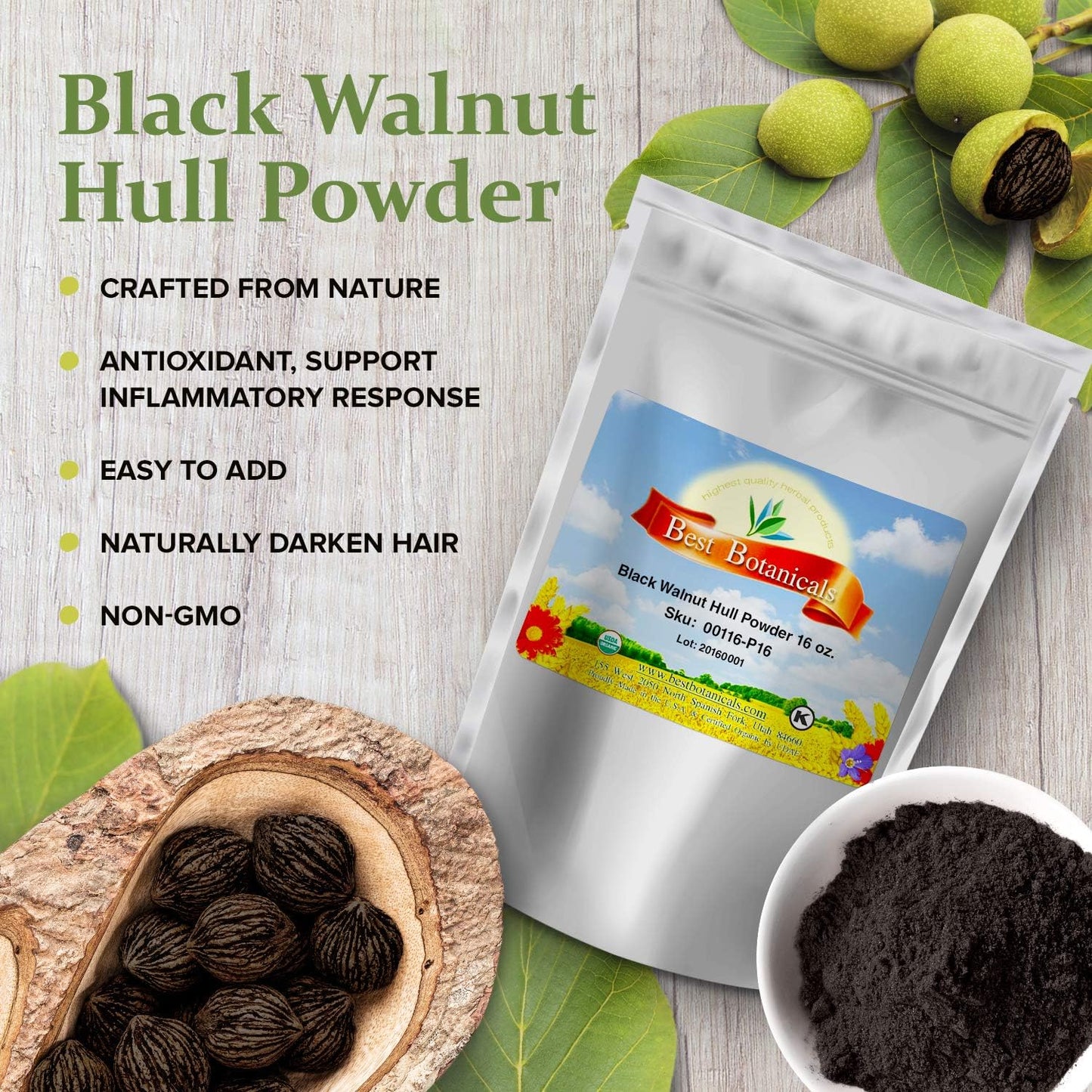 Best Botanicals Black Walnut Hull Powder 16 Oz