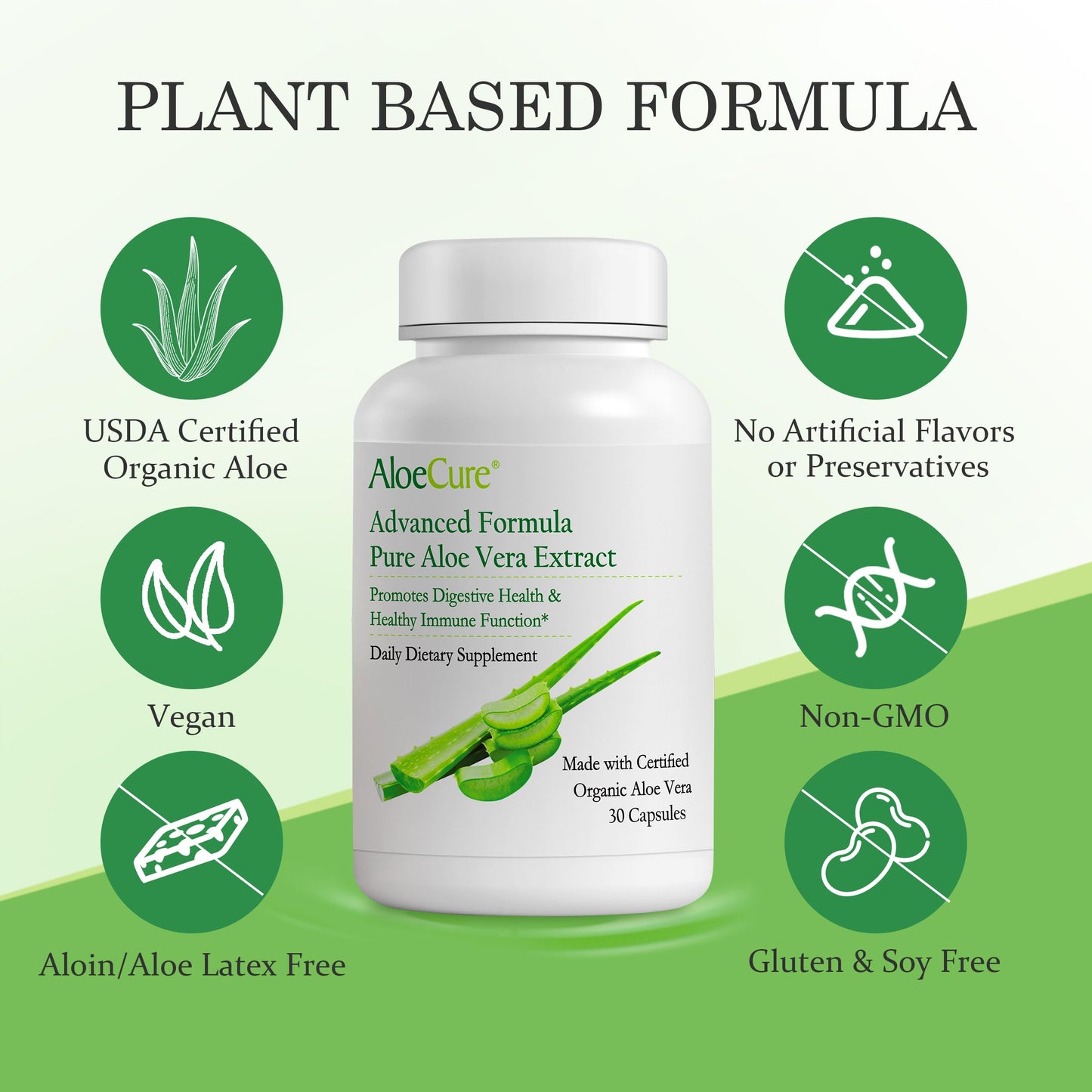 AloeCure Aloe Vera Capsules, 6 Bottles (30 Capsules Each)